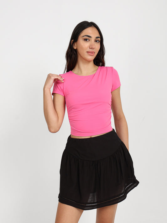 Half-Sleeve Top with Draped Detail