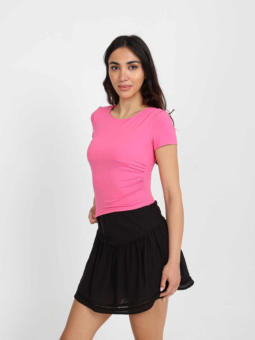 Half-Sleeve Top with Draped Detail