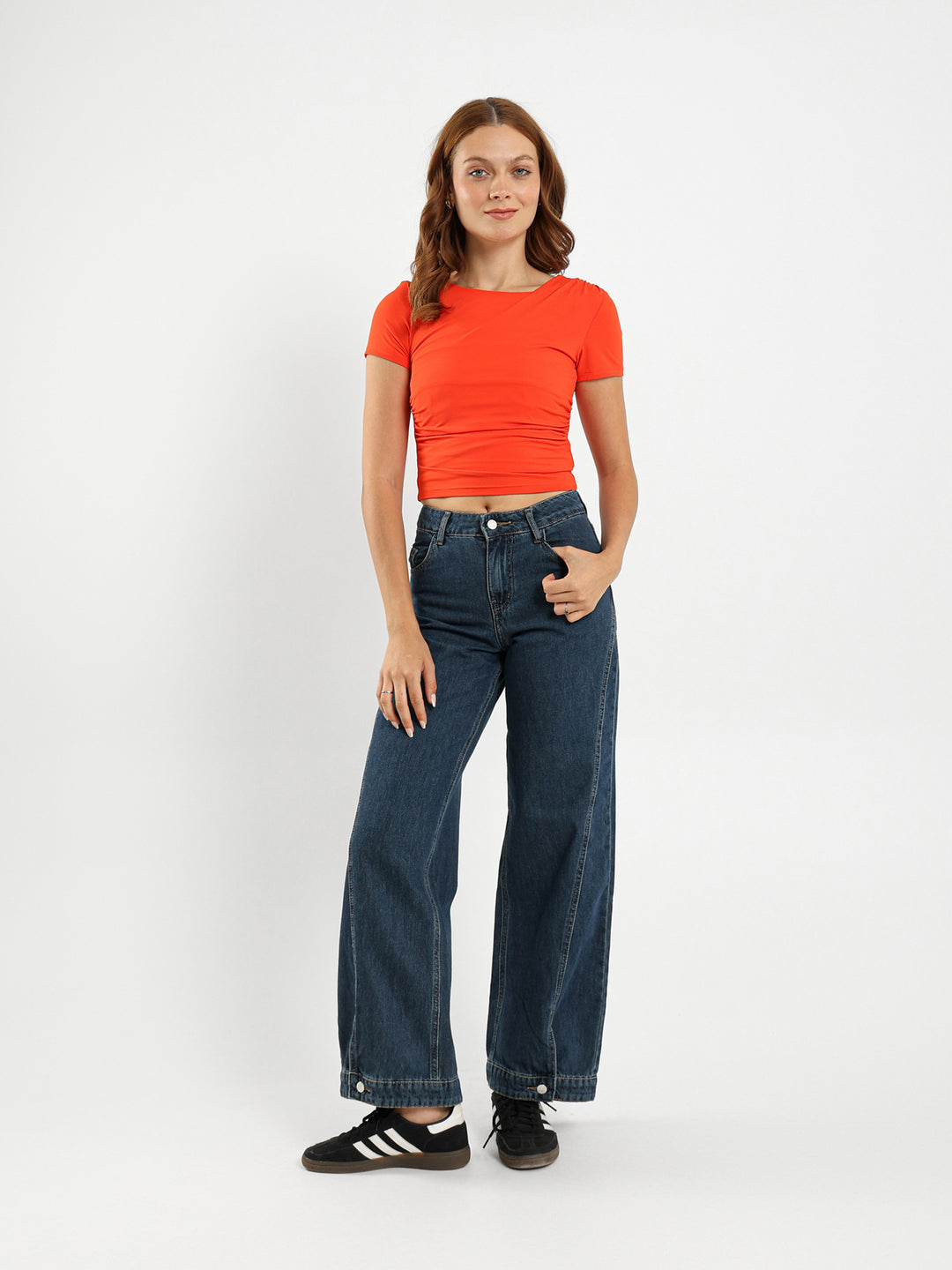Half-Sleeve Top with Draped Detail
