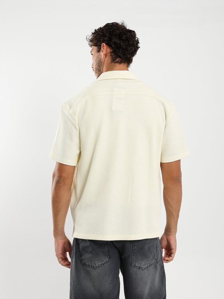 Boxy Textured Camp Shirt