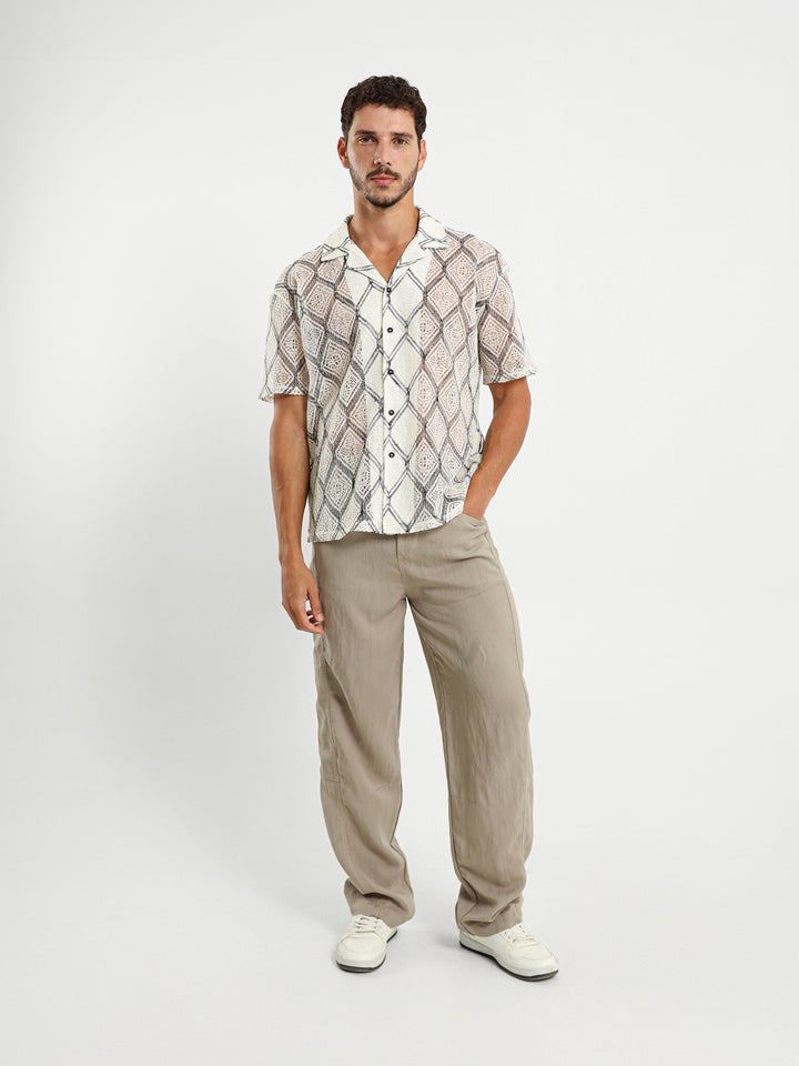 Relaxed Openwork Shirt with Embroidery