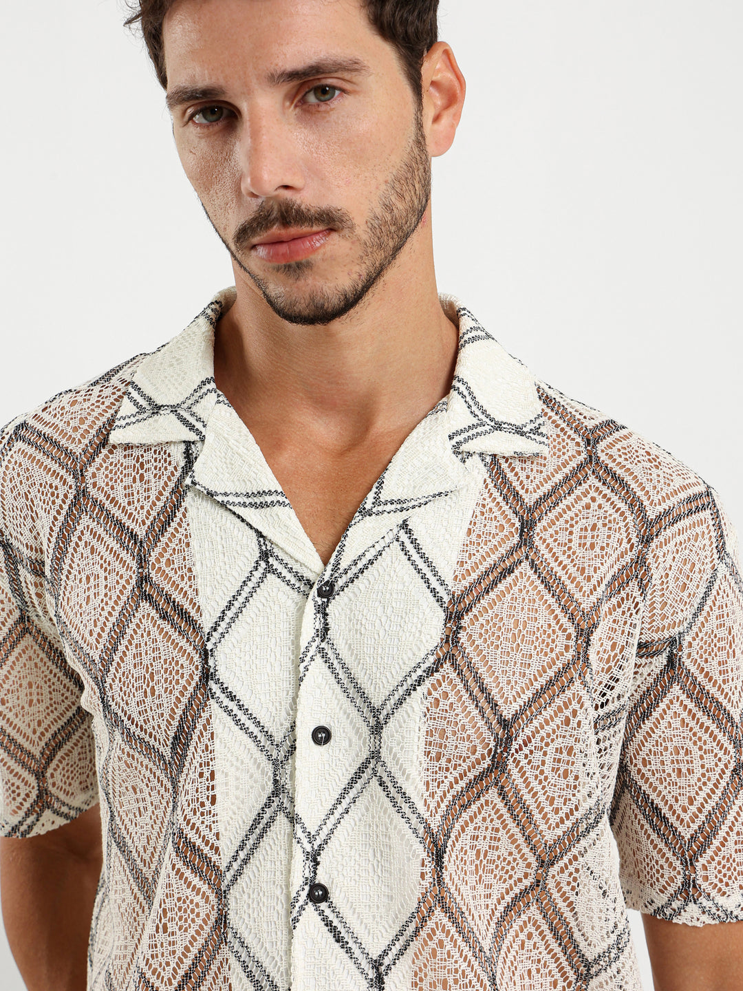 Relaxed Openwork Shirt with Embroidery