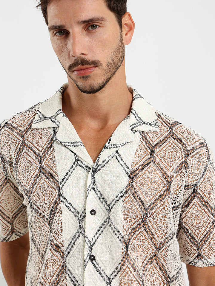 Relaxed Openwork Shirt with Embroidery
