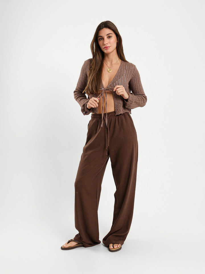Openwork Tie-Front Cardigan