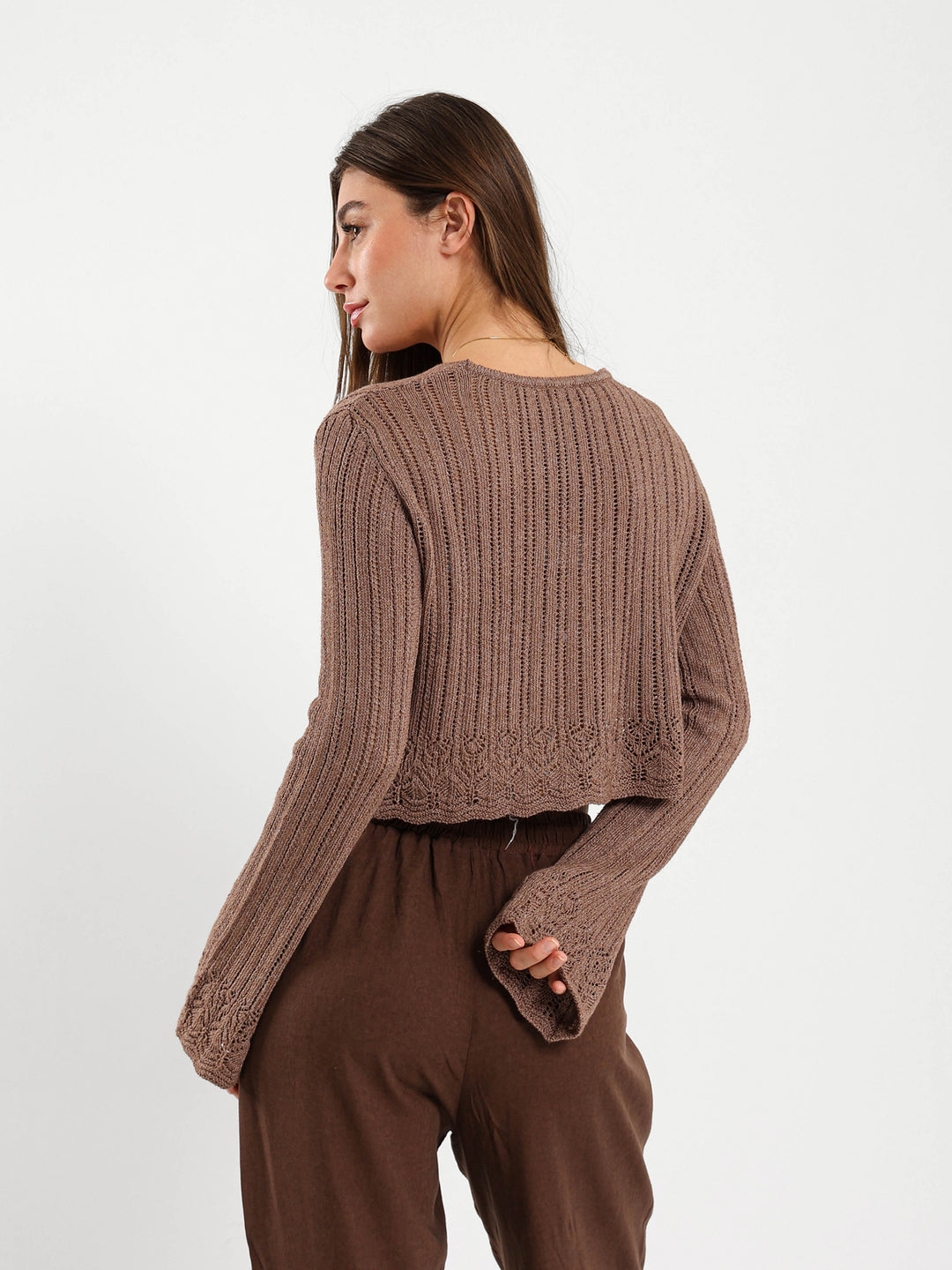 Openwork Tie-Front Cardigan