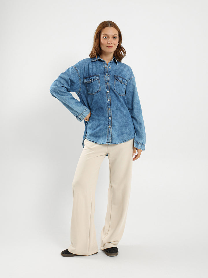 Round Hem Denim Shirt