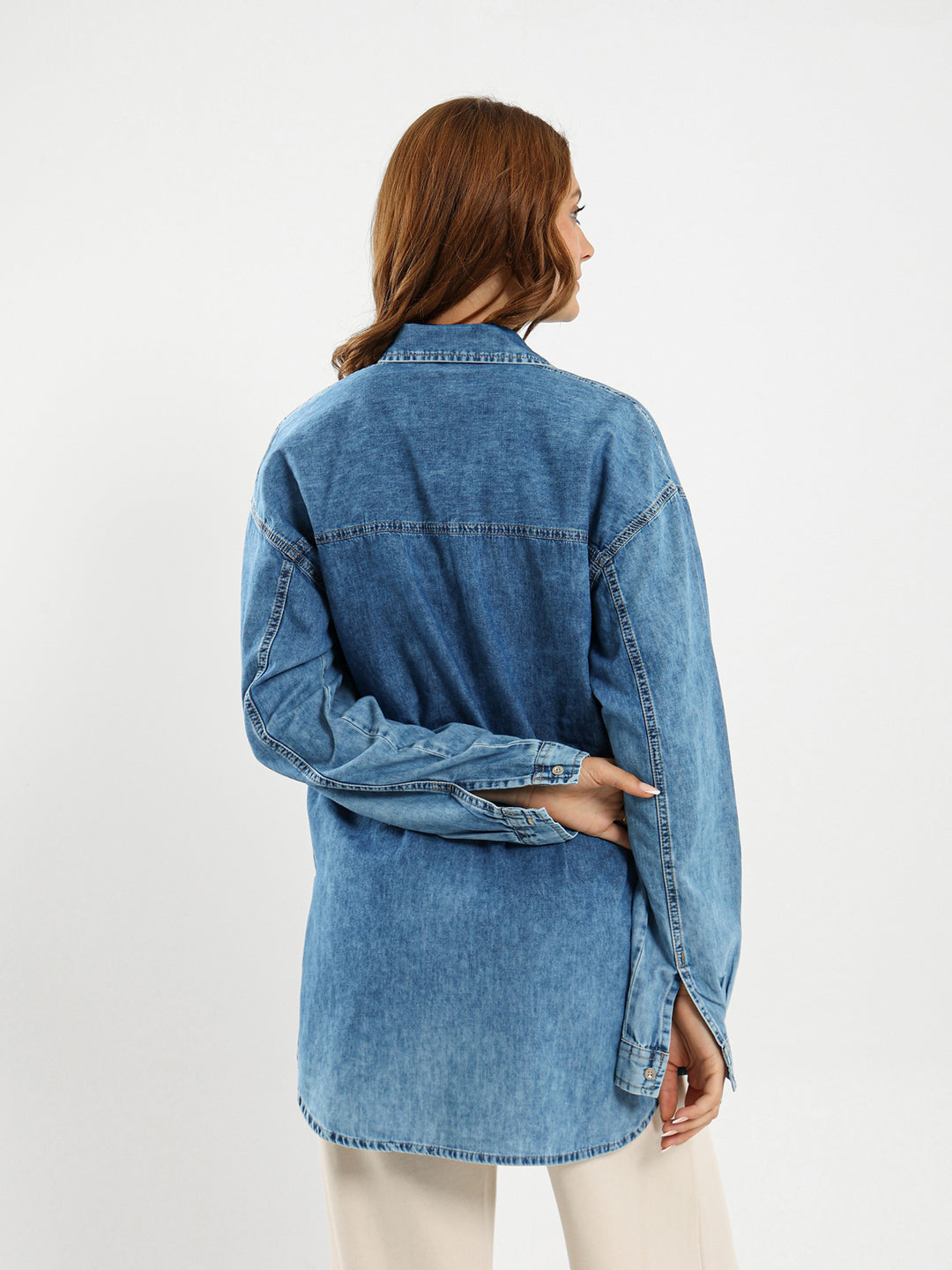 Round Hem Denim Shirt