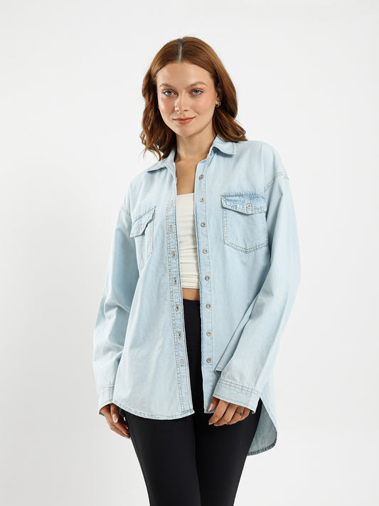 Round Hem Denim Shirt