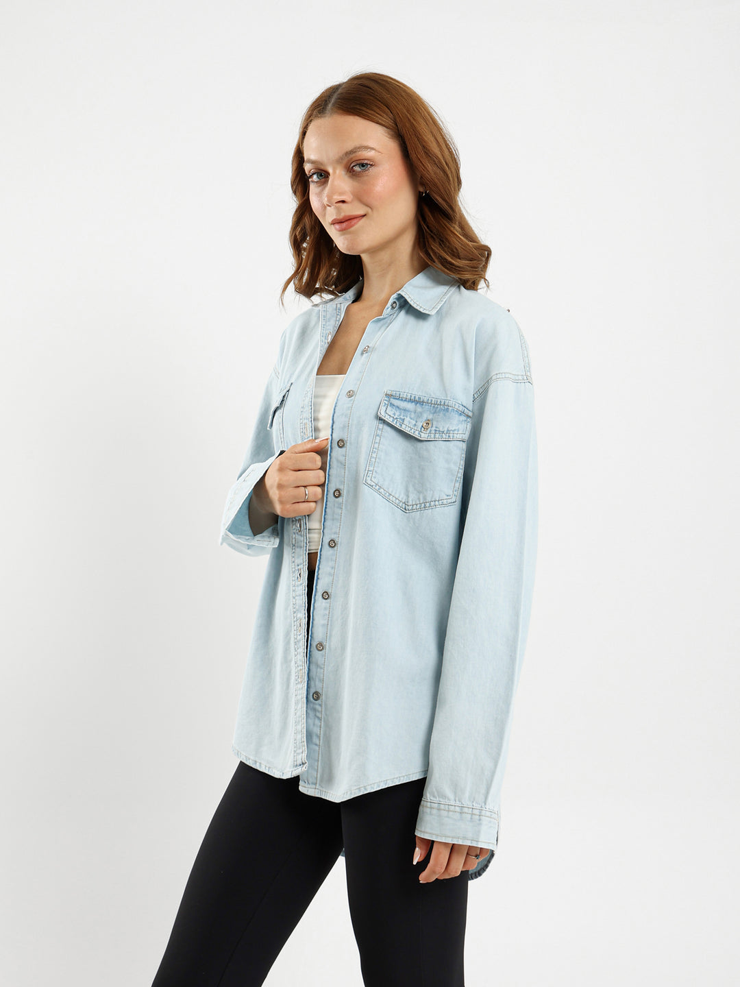 Round Hem Denim Shirt
