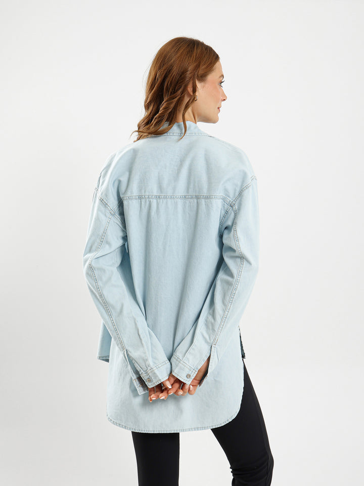 Round Hem Denim Shirt