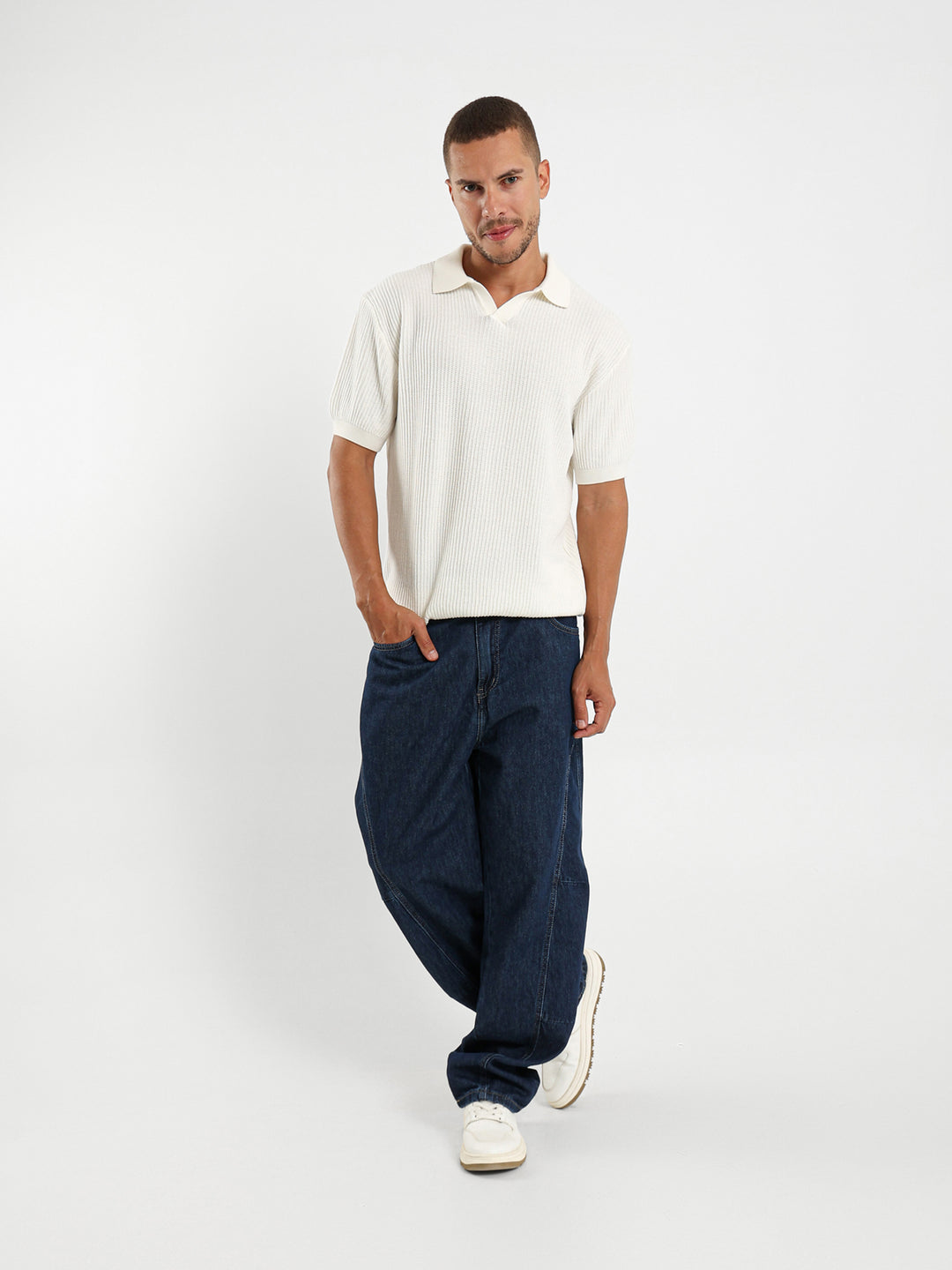 Wide Rib Knit Camp Polo