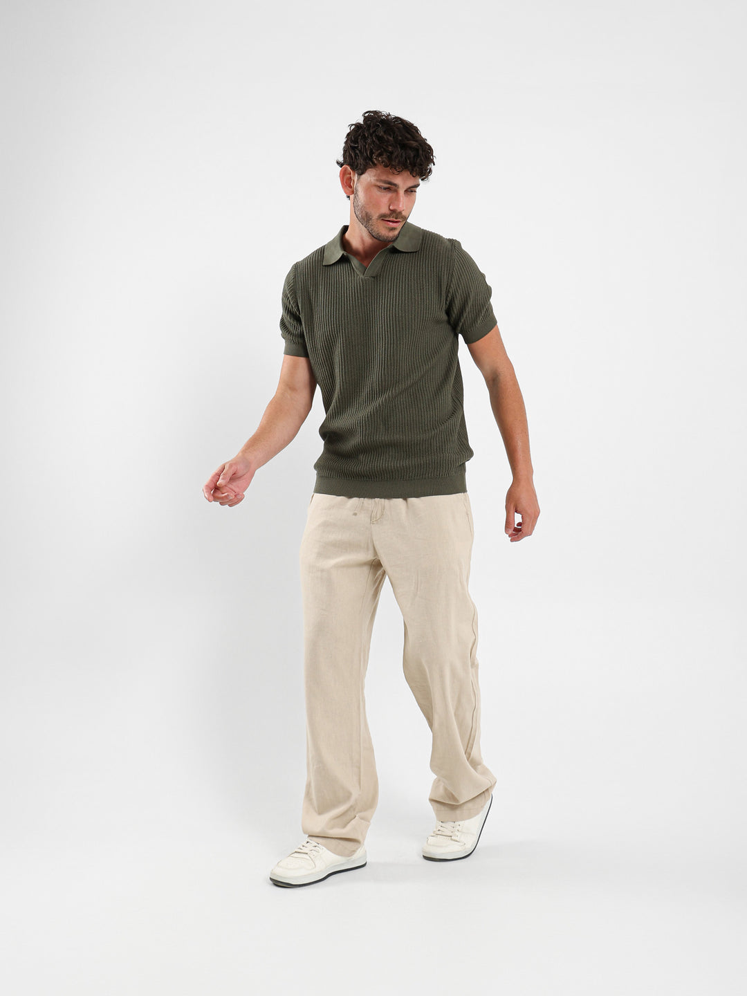 Wide Rib Knit Camp Polo