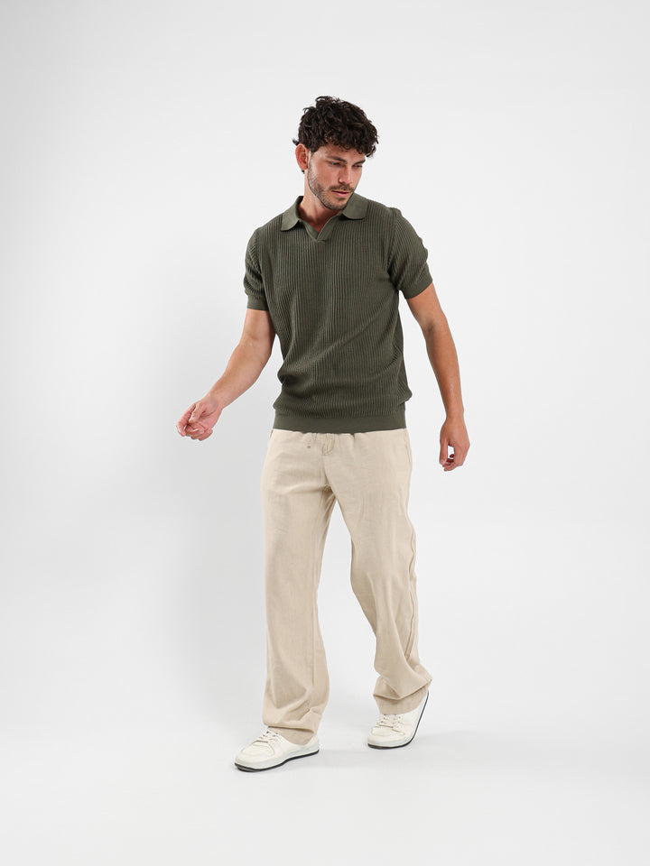 Wide Rib Knit Camp Polo