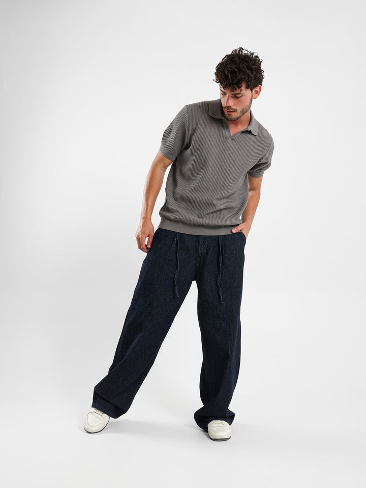 Wide Rib Knit Camp Polo