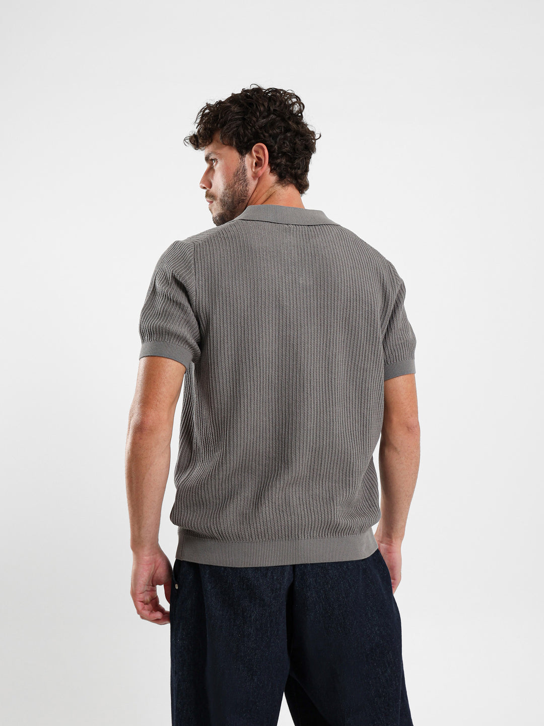 Wide Rib Knit Camp Polo