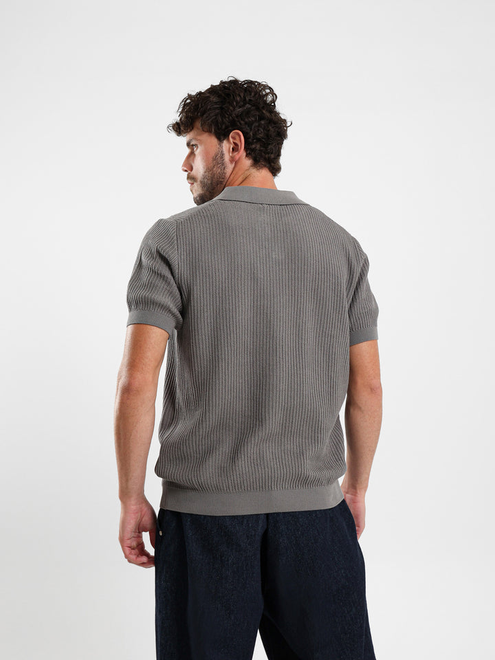 Wide Rib Knit Camp Polo
