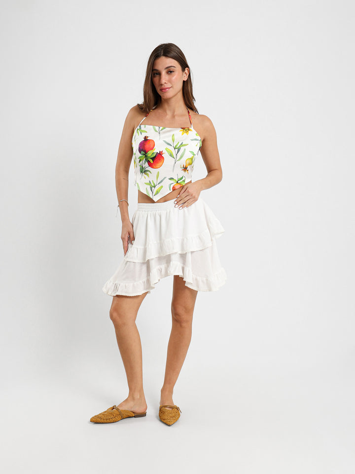 Asymmetric Ruched Mini Skirt