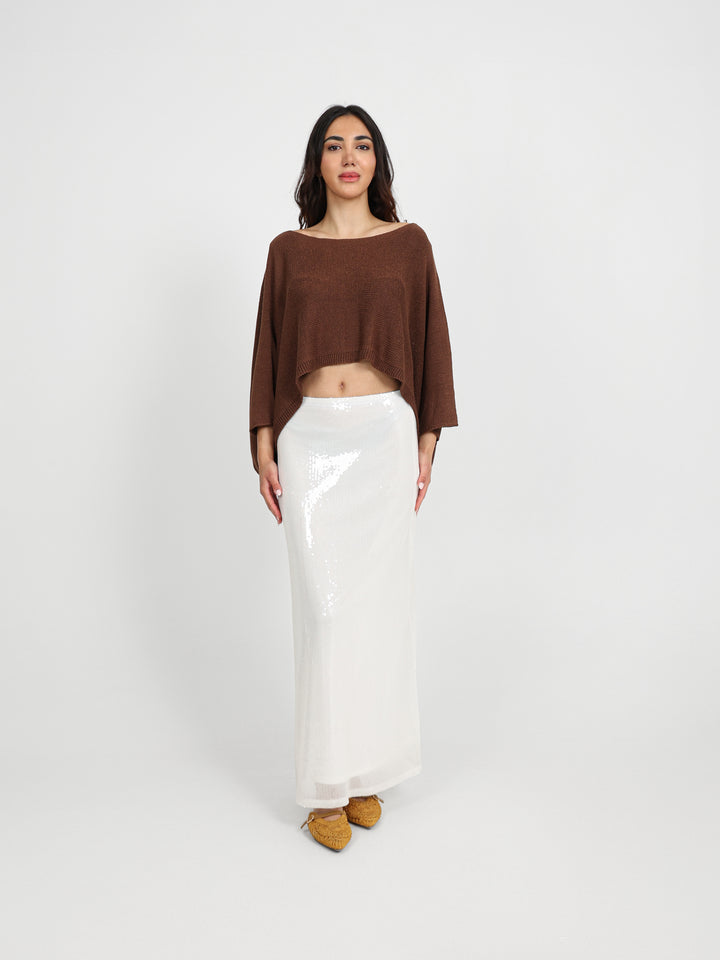 Low-Waist Sequin Maxi Skirt