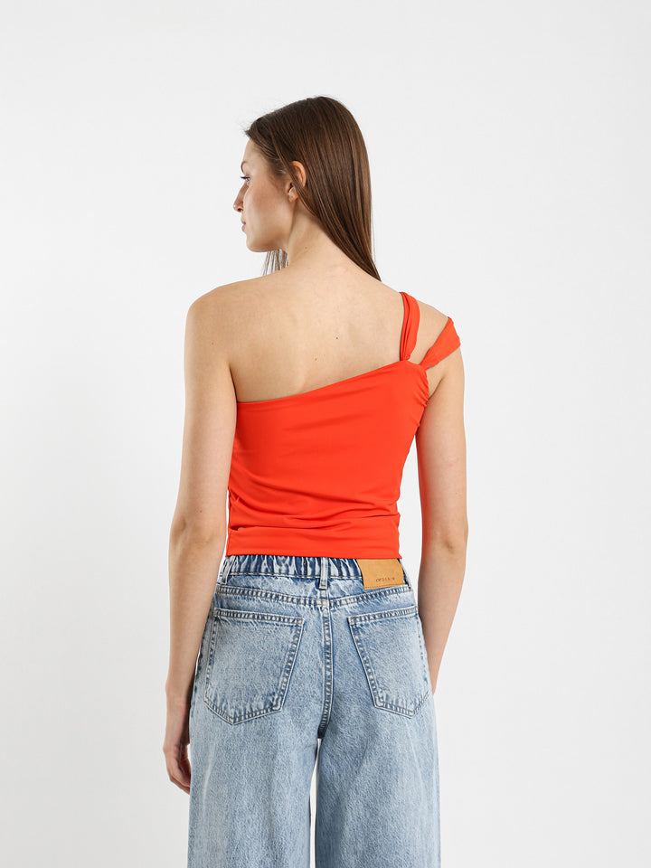 One-Shoulder Fitted Top With Strap