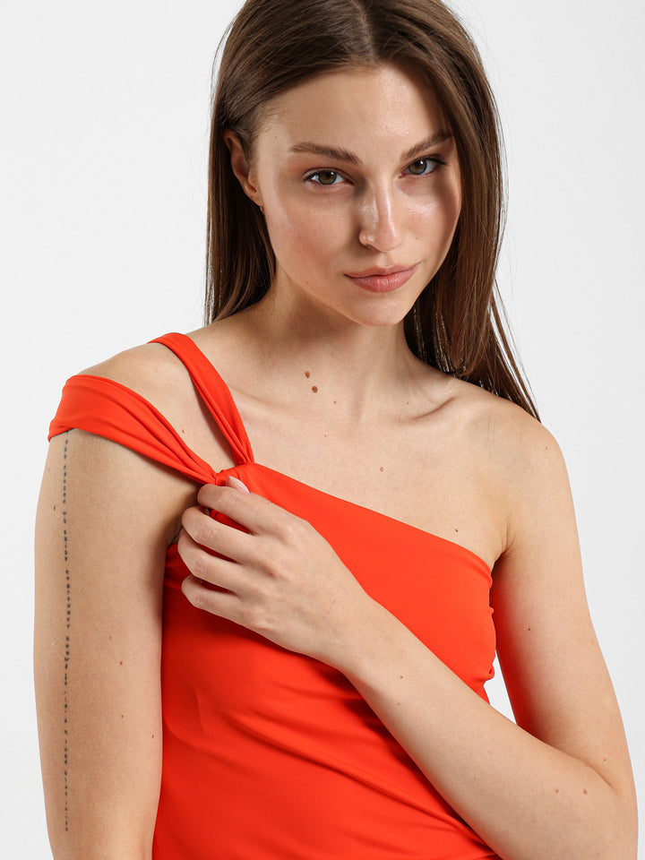 One-Shoulder Fitted Top With Strap