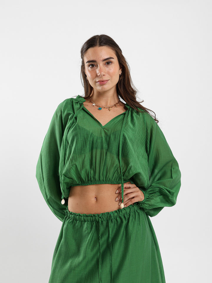Crinkled Effect Crop Top