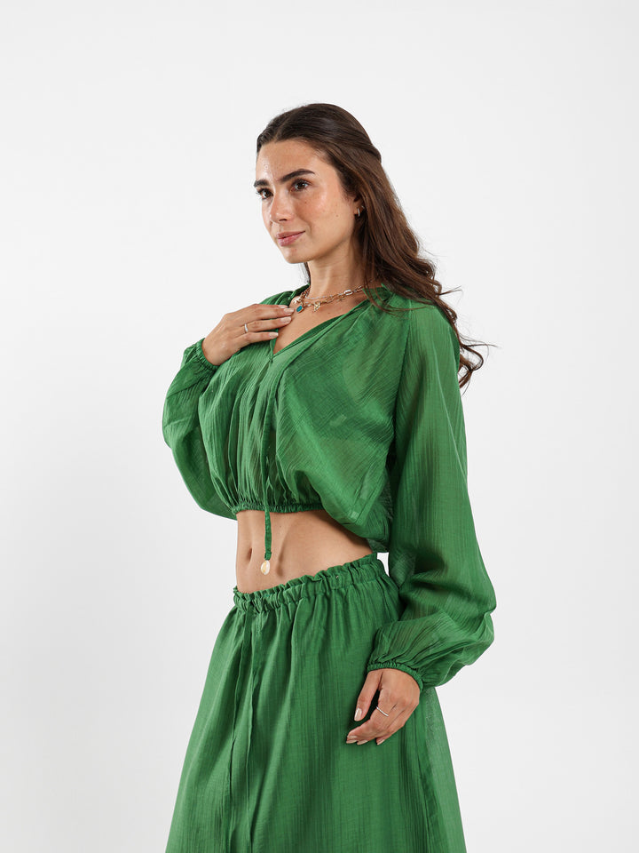 Crinkled Effect Crop Top