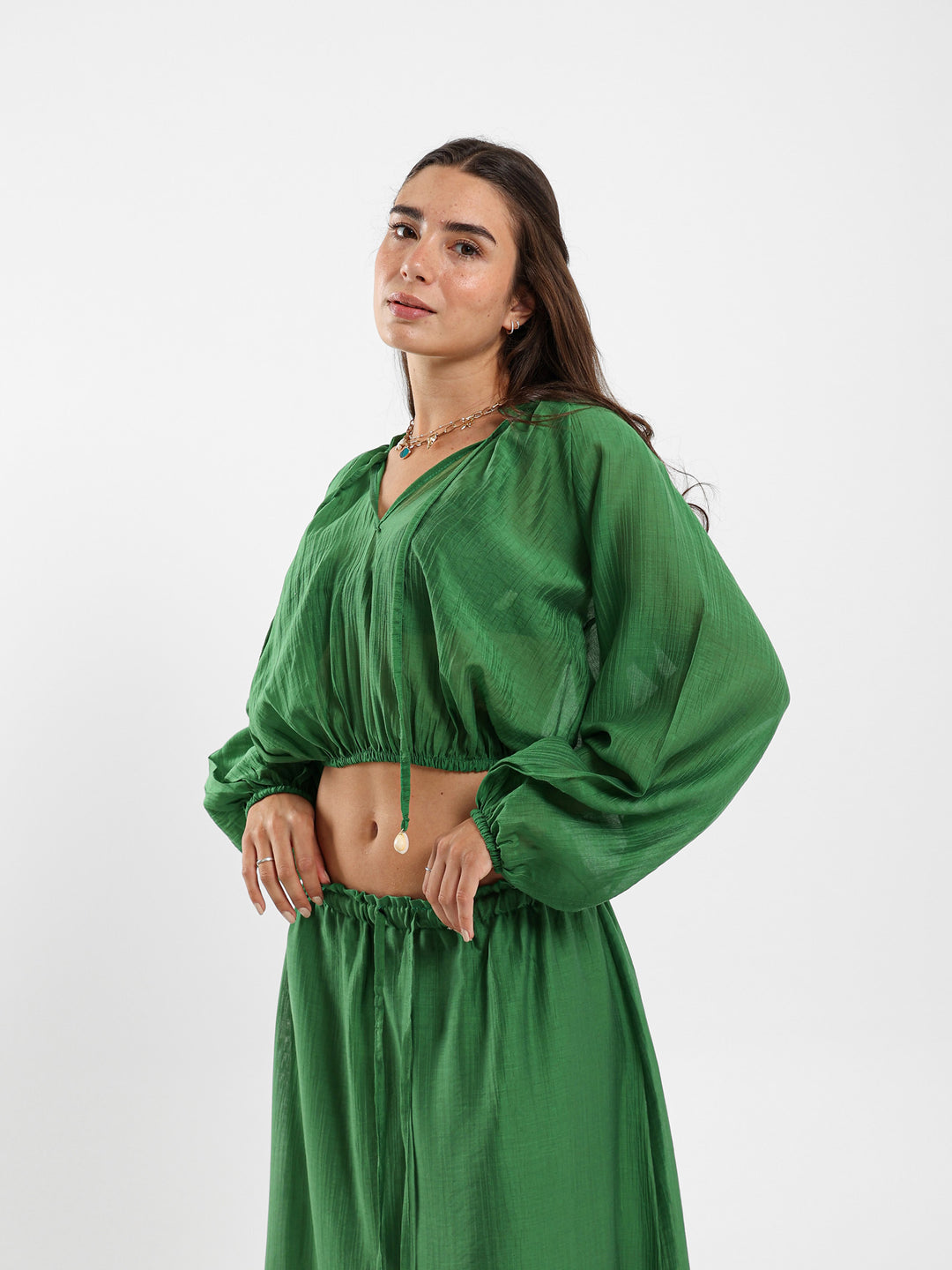 Crinkled Effect Crop Top