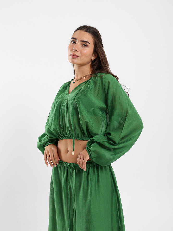 Crinkled Effect Crop Top