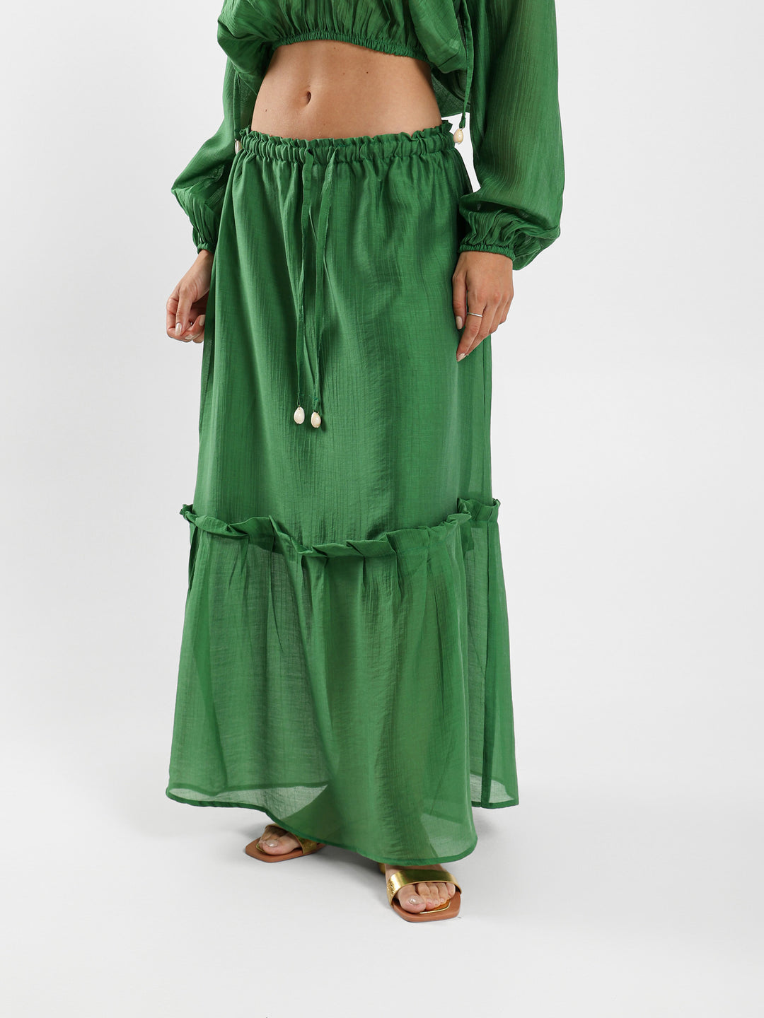 Crinkled Pattern Maxi Skirt