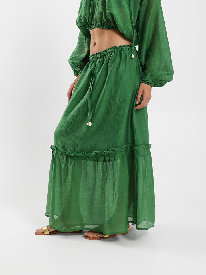 Crinkled Pattern Maxi Skirt