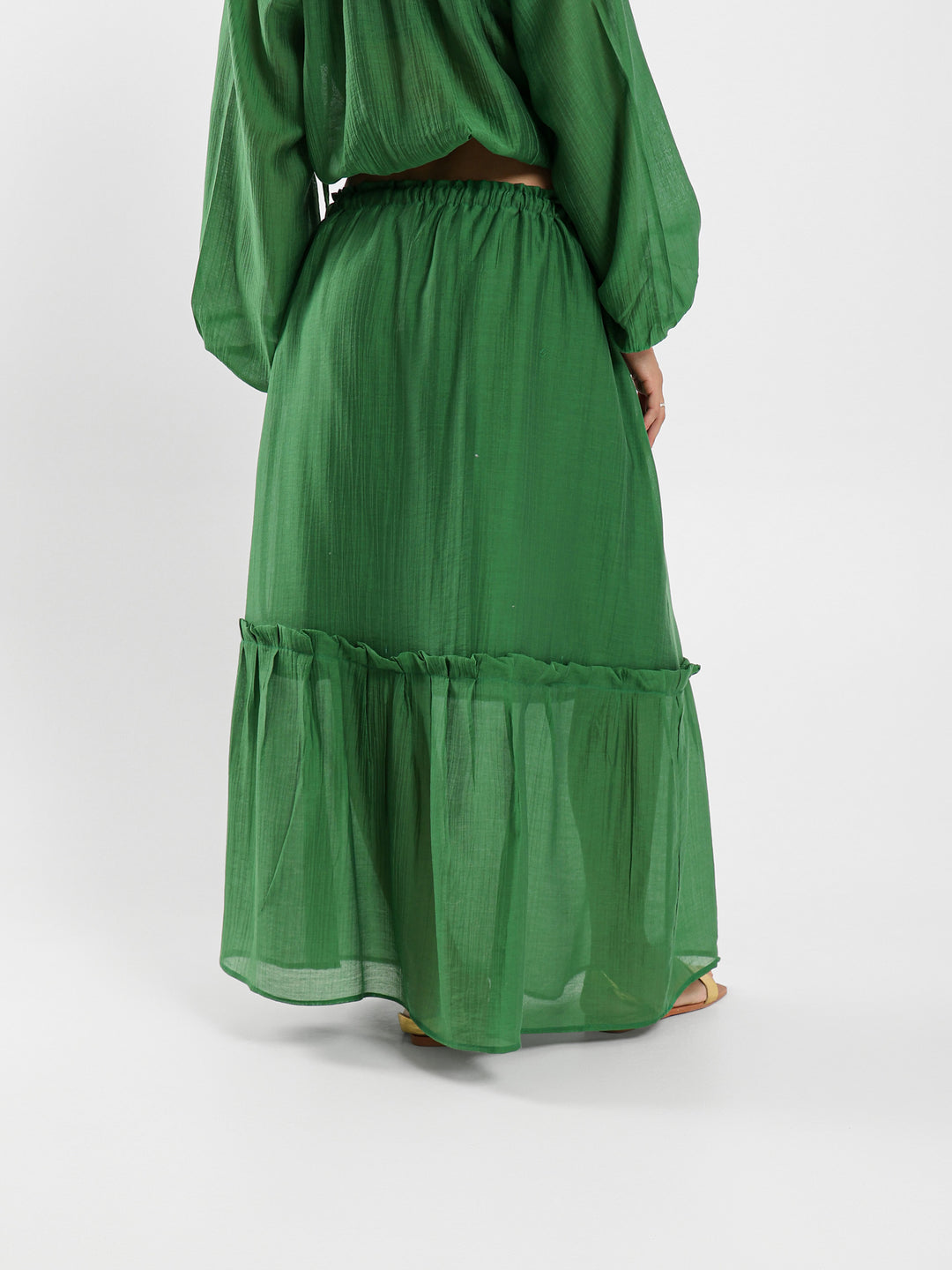 Crinkled Pattern Maxi Skirt