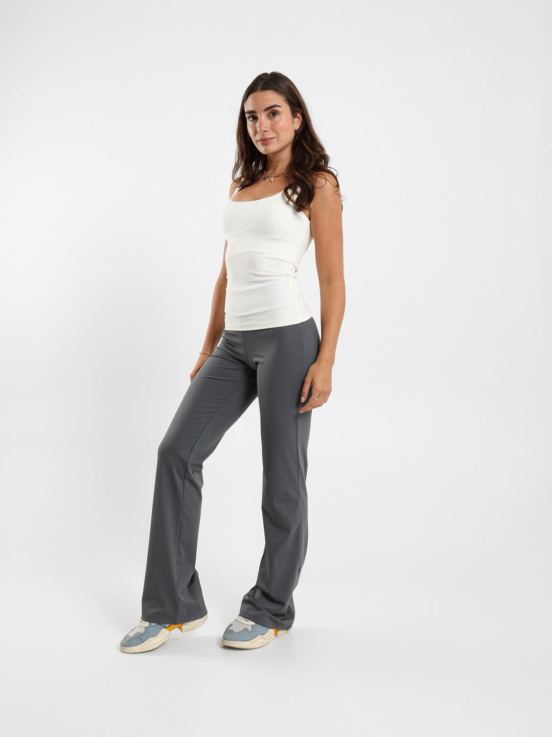 Ribbed Waist Flared Pants