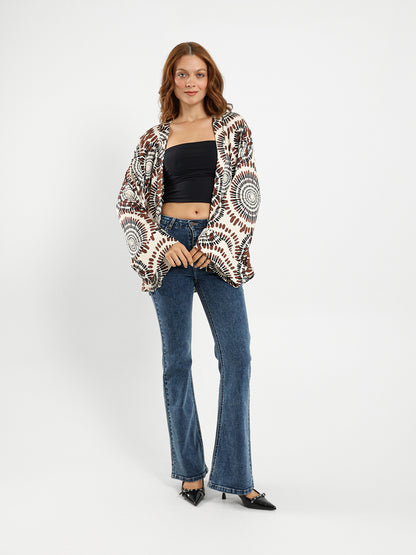 Bell Sleeve Printed Kimono