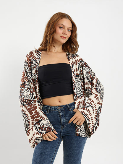 Bell Sleeve Printed Kimono