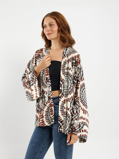 Bell Sleeve Printed Kimono
