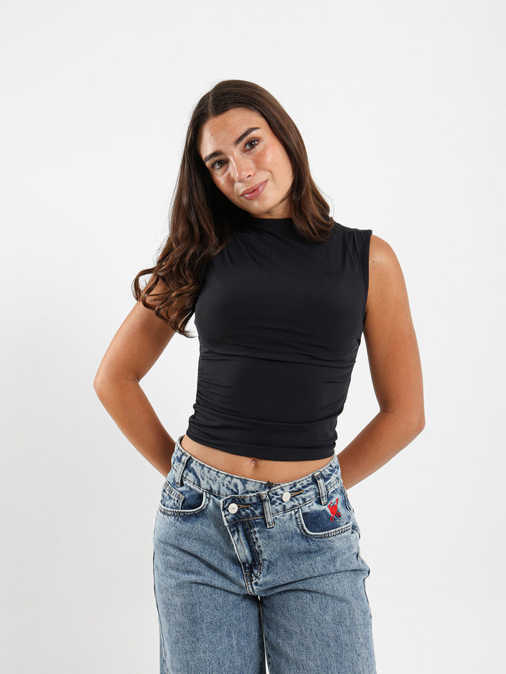 Gathered Sleeveless Top