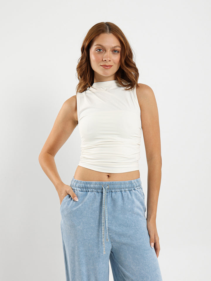 Gathered Sleeveless Top