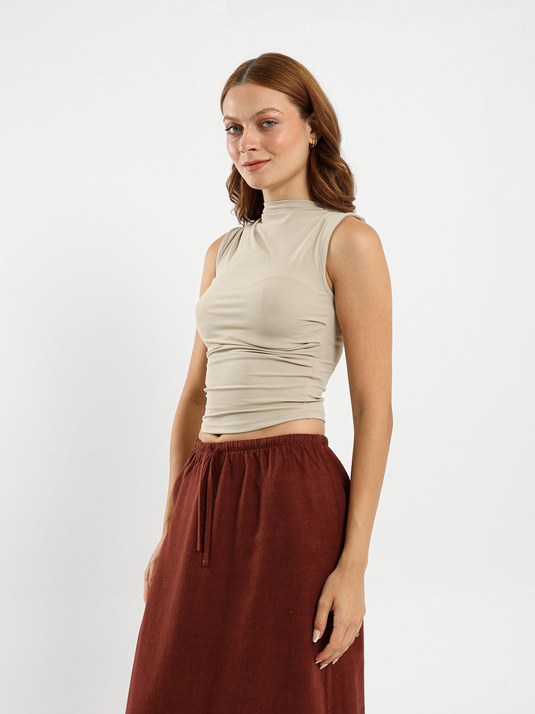 Gathered Sleeveless Top