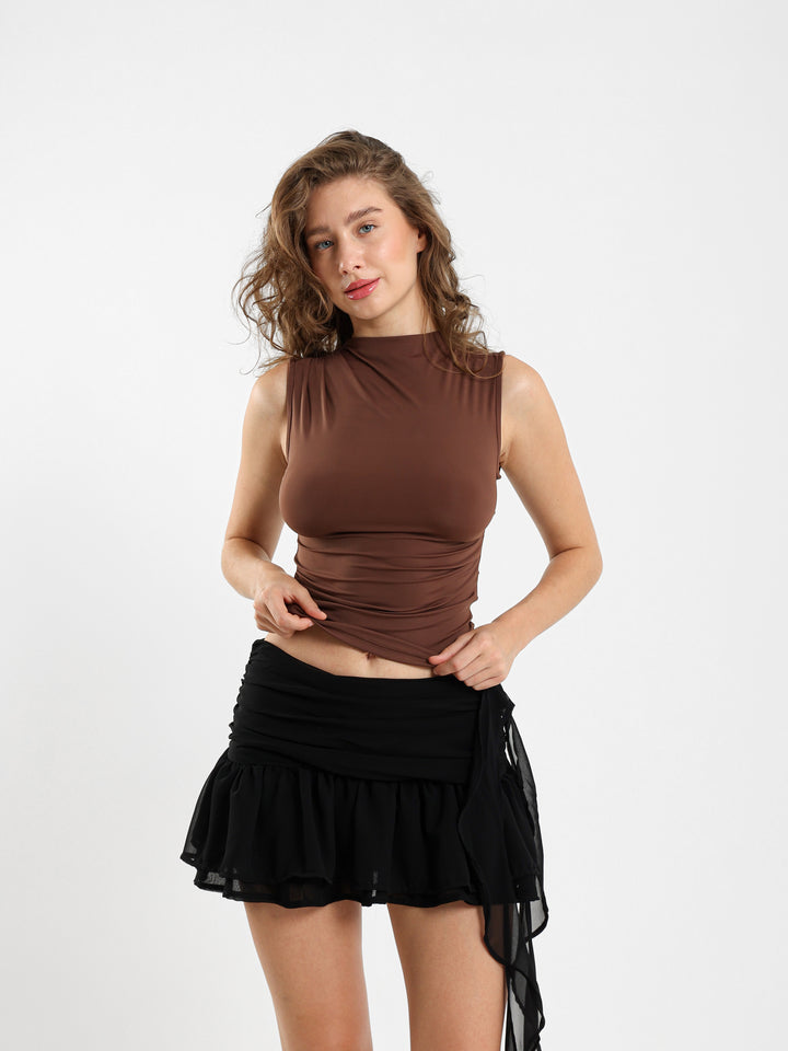 Gathered Sleeveless Top