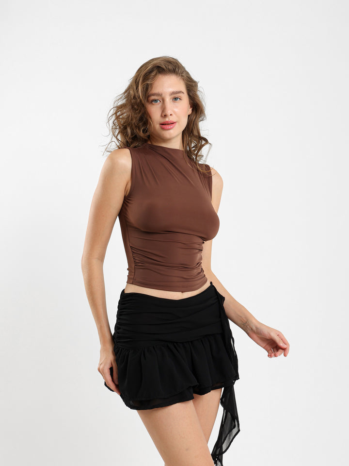 Gathered Sleeveless Top