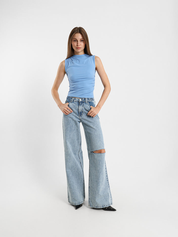 Gathered Sleeveless Top