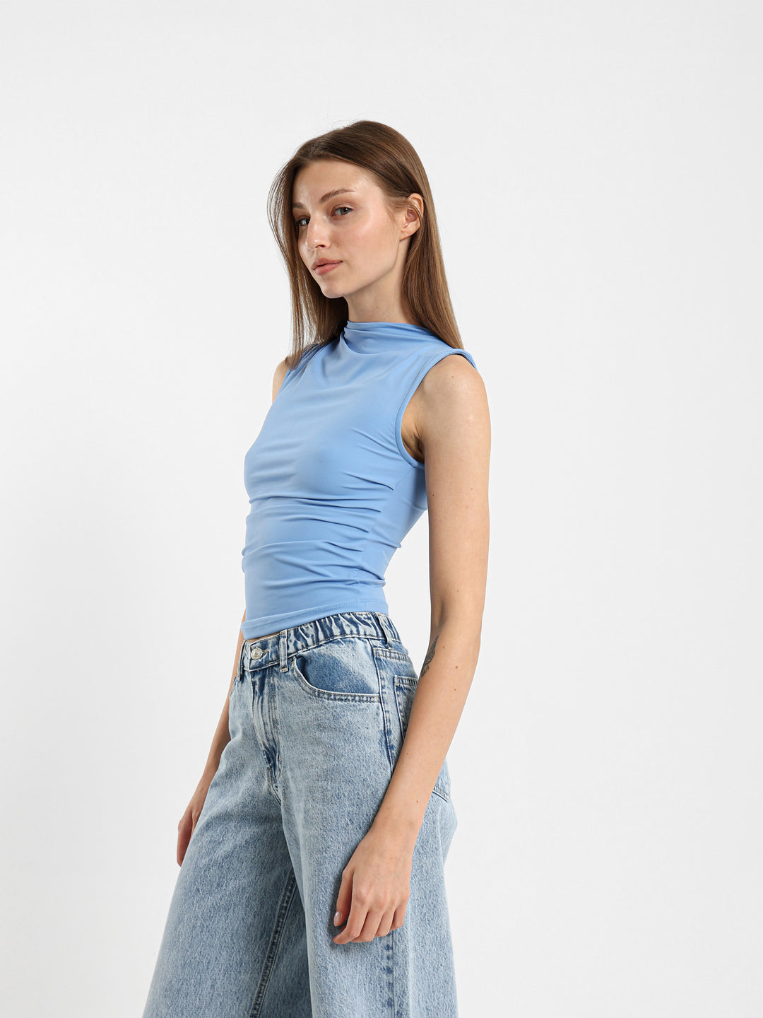 Gathered Sleeveless Top