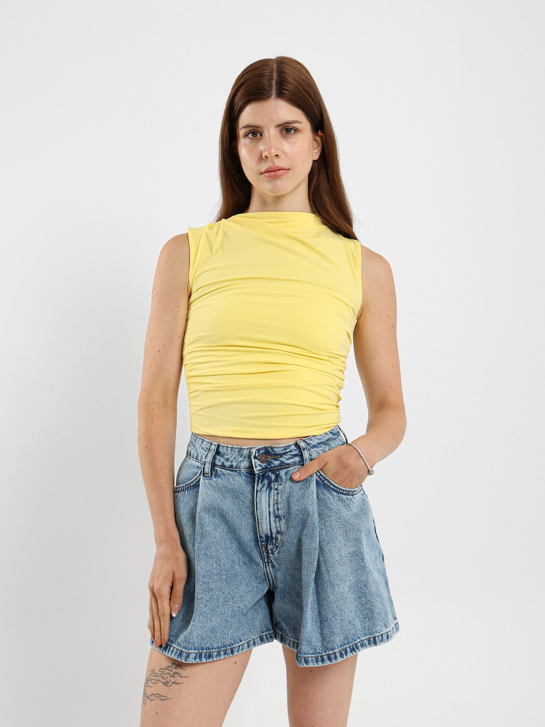 Gathered Sleeveless Top