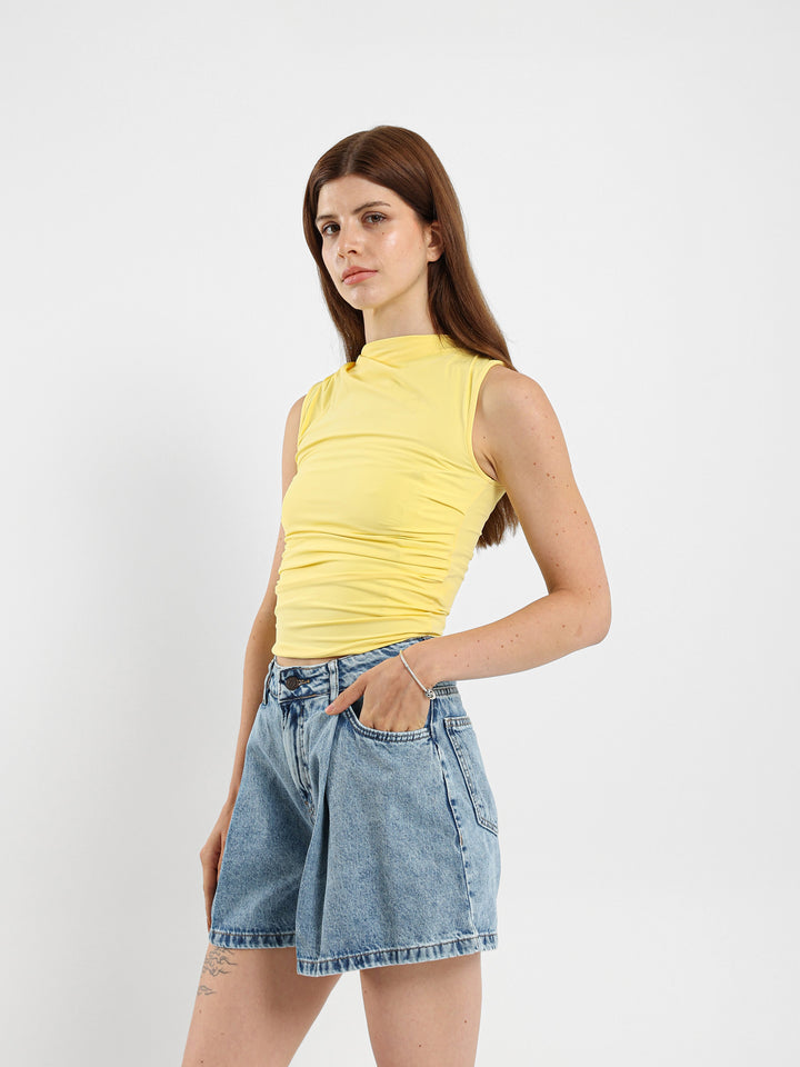 Gathered Sleeveless Top