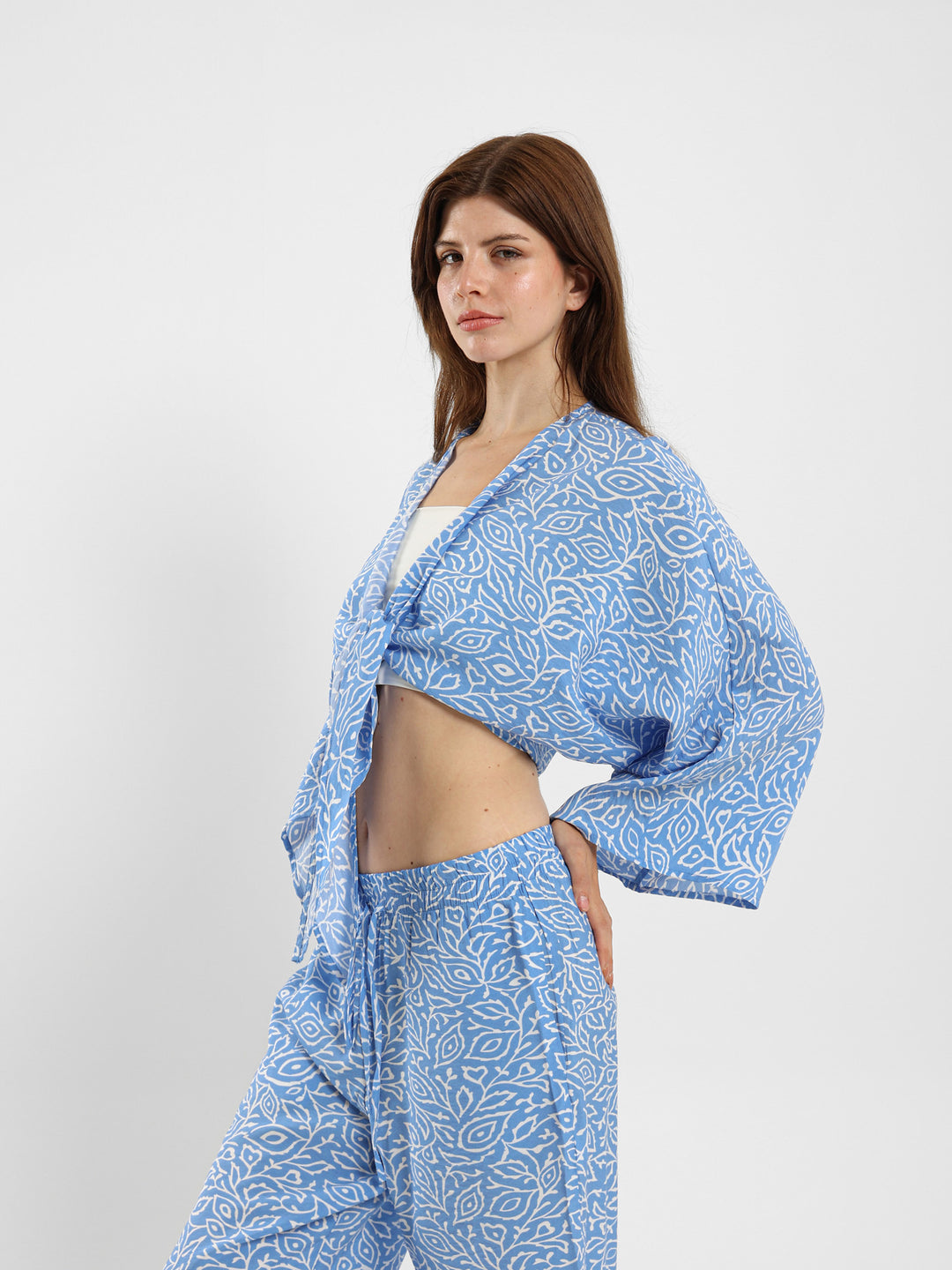 Front Knot All-Over Print Top