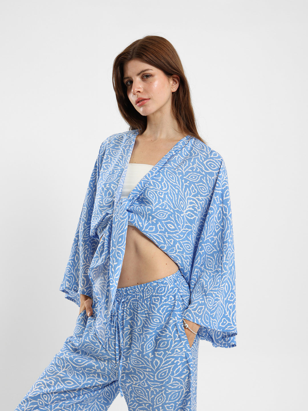 Front Knot All-Over Print Top