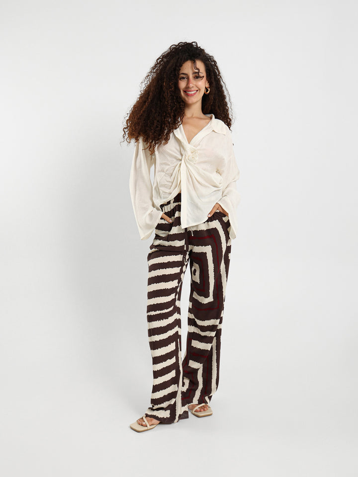 Bell Sleeve Blouse With Front Knot