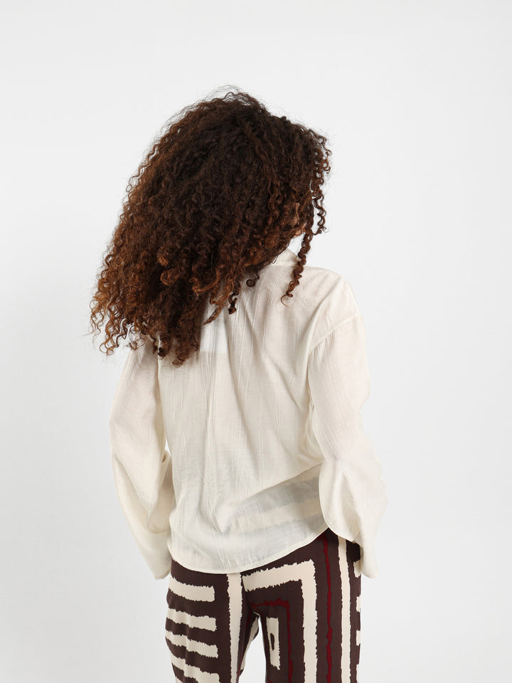 Bell Sleeve Blouse With Front Knot