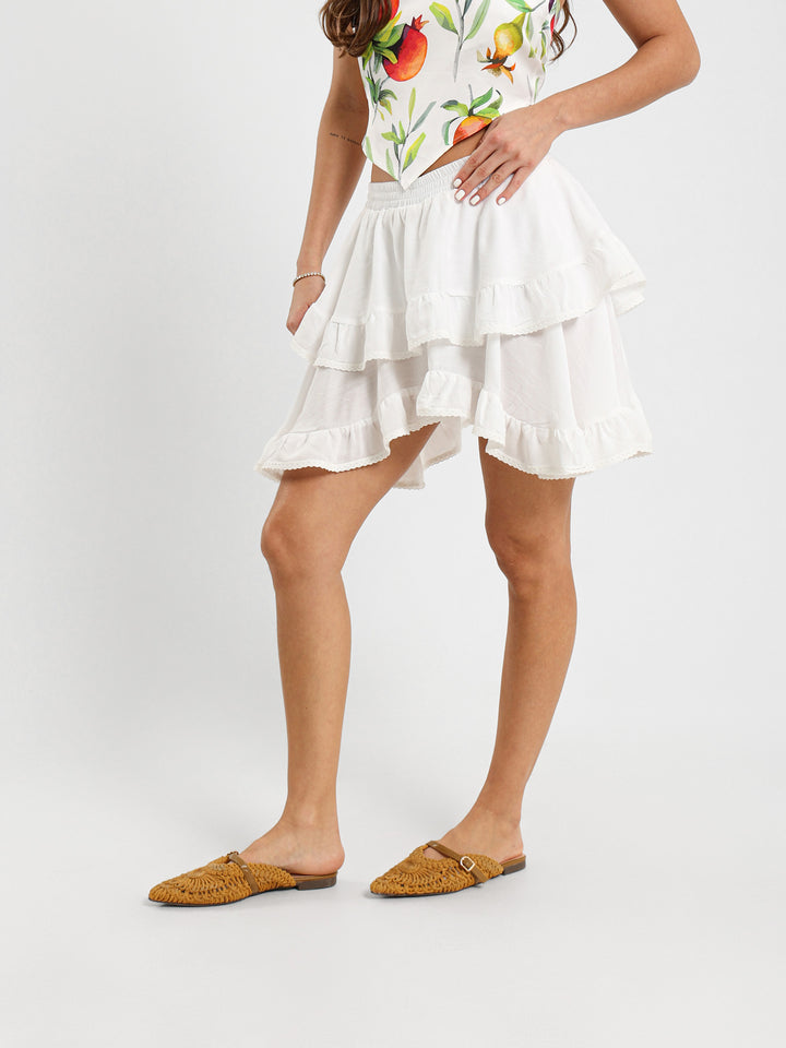 Asymmetric Ruched Mini Skirt