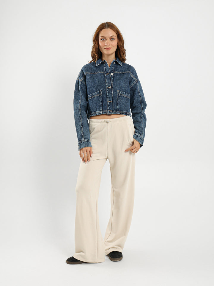 Denim Jacket With Slanted Pockets